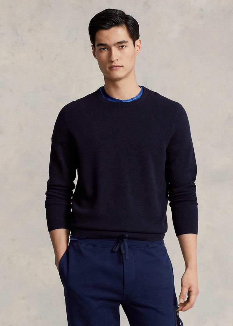 RLX セーター メンズ ネイビー Mesh-knit カシミヤ ジャンパー GWECF6042